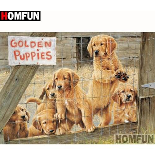 HOMFUN Diy Diamond Painting Cross Stitch Set "Animal dog" Home Decor Square Round Diamond Embroidery 5D Needlework A18115