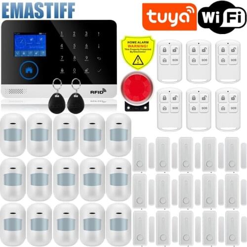 Wireless WIFI GSM Home Security Alarm System For Tuya Smart Life APP With Motion Sensor Detector Compatible With Alexa & Google
