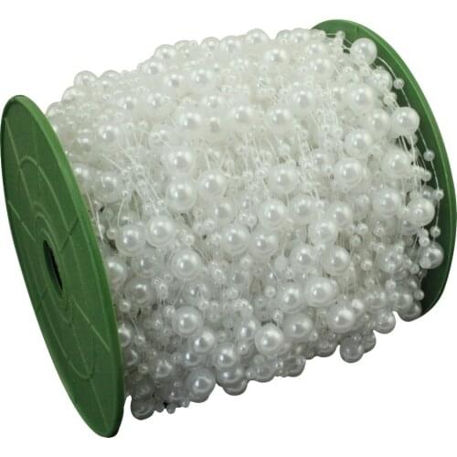 Fashion 5 Meters Ivory/White/Pink Fishing Line Artificial Pearls Beads Chain Garland Flowers Wedding Party Decoration