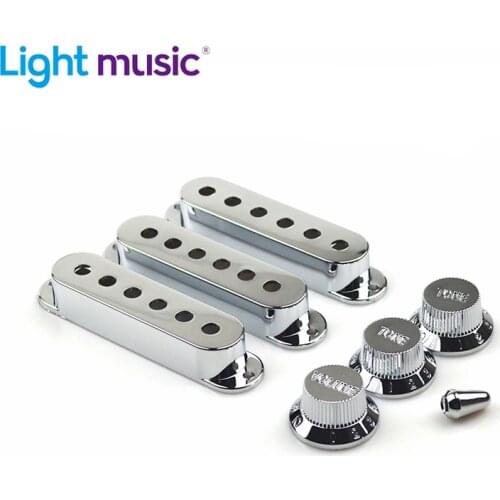 Electric Guitar Pickup Cover Single Coil ST with Volume Tone Control Knob and Switch Tip Silver Color Guitar Pickup Holder Case