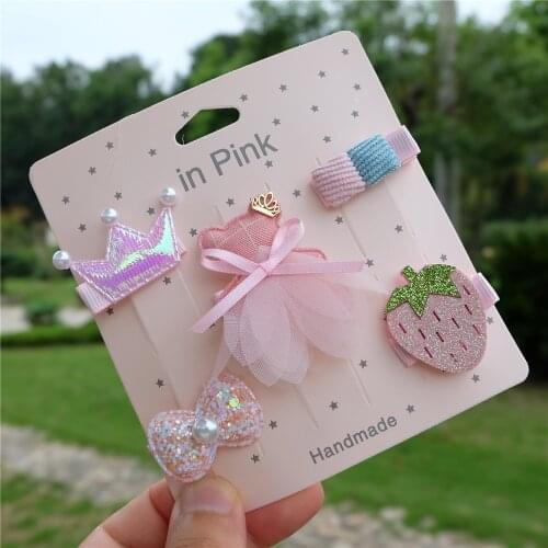 5Pcs/set Kids Cartoon Bear Hairpins Hair Accessories Princess Hair clips Children Barrettes Baby Crown Headwear Girls Headdress