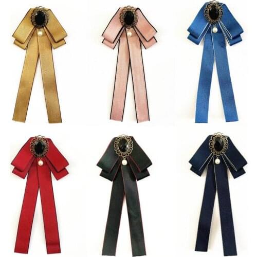 2020 Men Women Neck Collar Shirt Ribbon Bow Tie Alloy Rhinestone Pearl Bead Pin Butterfly Wedding Party Uniform Crystal Bowtie