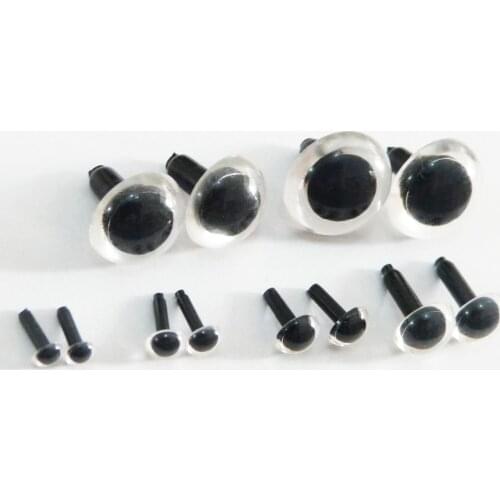100pcs/lot 4.5/6/7.5/9/10.5/12/13.5/15/16.5/18mm Smooth stem clear toy eyes without washer for diy doll findings--size option