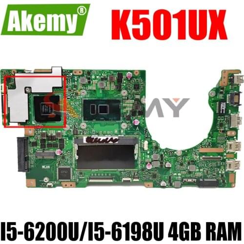 K501UX 4GB RAM i5-6200U CPU GTX950M/2G VRAM Mainboard REV 2.0 For ASUS K501UX K501UW K501U K501UB laptop motherboard 100%Tested