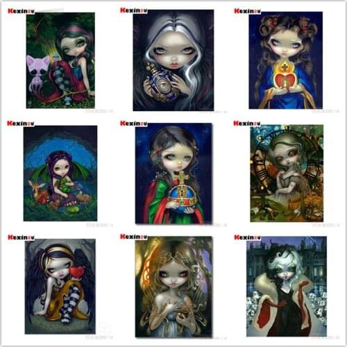 Kexinzu Full Square/Round 5D DIY 3D Diamond Embroidery Cartoon Big Eye Girl Princess Diamond Painting Cross Stitch Mosaic Gift
