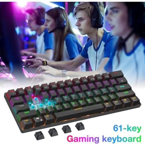 CK61 61 Key Mechanical Keyboard Type-C Wired LED Backlit Axis Gaming Mechanical Keyboard For WIN2000/ XP/VISTA/WIN7/ WIN8/ WIN10