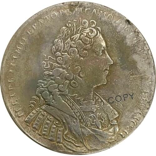 1729 Russia 1 One Rouble Pyotr II Cupronickel Plated Silver Collectibles Copy Coin