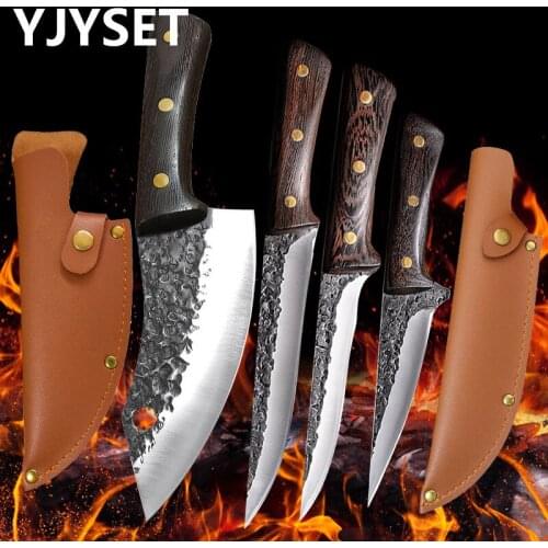 Forged Boning Knife Stainless Steel Fishing Knife Kitchen Bone Meat Fish Sushi Knife Fruit Vegetables Cutting Tool Knife Cover