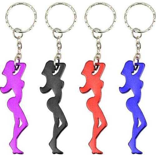 The creative Beauty shaped beer bottle opener Aluminum alloy opener with key chain Multicolor mini bottle opener randomly SN2873