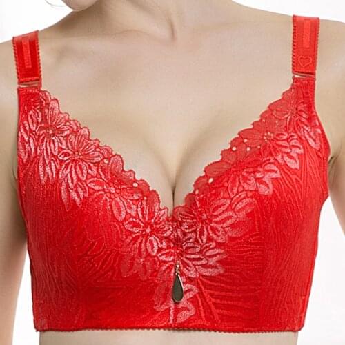 D E cup Lace Push Up bra for Plus Size Women 44 46 48 50 Women Large Cup Bras Brassiere Women Push UP Bra Sexy Lingeries 46E 48E