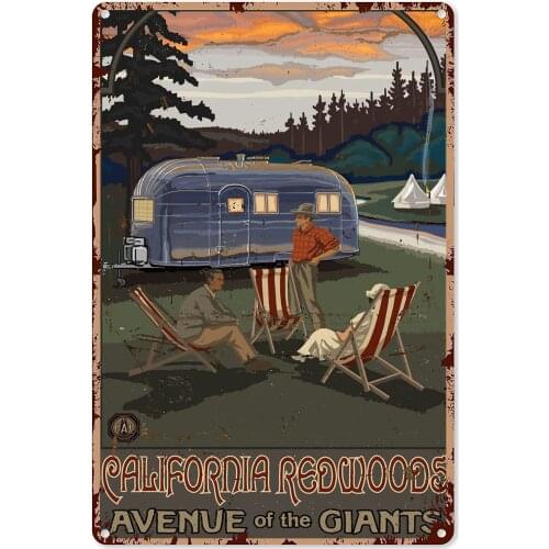 Metal Sign California Redwoods AVENUE of The GIANTS Home Interior Courtyard Landscape Decoration Vintage Metal Sign 8X12 Inches