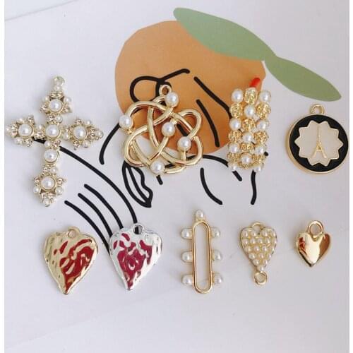 Trendy Alloy Double Hanging Love Heart Inlaid Pearl Sweet Pendant Elegant Fashion Lady Earring Necklace Accessories