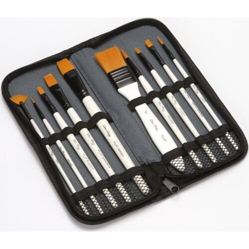 Paint Brushes Set for Art Acrylic Gouache Oil Watercolor Artist Canvas Synthetic Nylon Tips 10 Pack