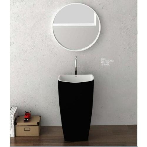 Bathroom Oval Freestanding Pedestal Vessel Wash sink Solid surface stone wash basin RS38390