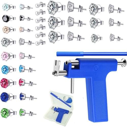 Ear Piercing Gun Tool Set Stainless steel Crystal Stud Earring Ear Nose Navel Safety Piercing Machines Pierce Body Piercing Gun