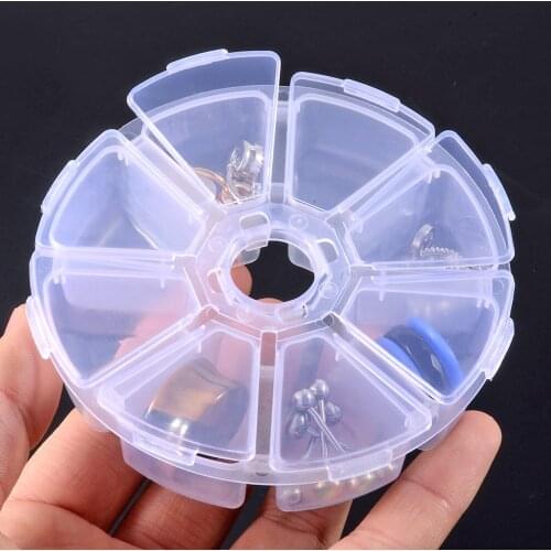 1PC Plastic Storage Jewelry Box Eight Grid Container for Beads earring box for jewelry Round Box Case