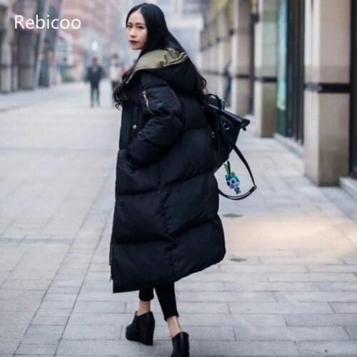 Oversized Coats Cotton Padded Winter Jacket Parka BF Style Loose Long Warm Jacket Abrigo Mujer Plus Size Hooded Coat Women
