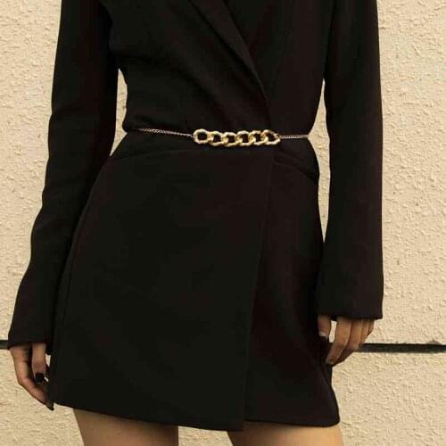 Gold Silver Chain Belt Women Fashion Metal Thin High Waist Chain Ladies Dress Waistband Clothes Accessories