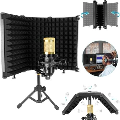 Profession Podcast studio Microphone Pop Filter with Tripod Foldable Windscreen Condenser Microphone for PC Isolation Shield Mic