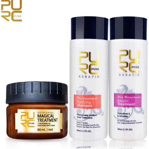 PURC Magical Argan Hair Oil Mask Treatment Repair Hair Keratin Straightener and Purifying Shampoo Refreshing Hair Care