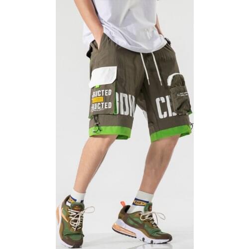 Men Hip Hop Streetwear Casual Shorts 2020 Summer Male Cargo Shorts Color Block Fashion Joggers Shorts Elastic Shorts Homme