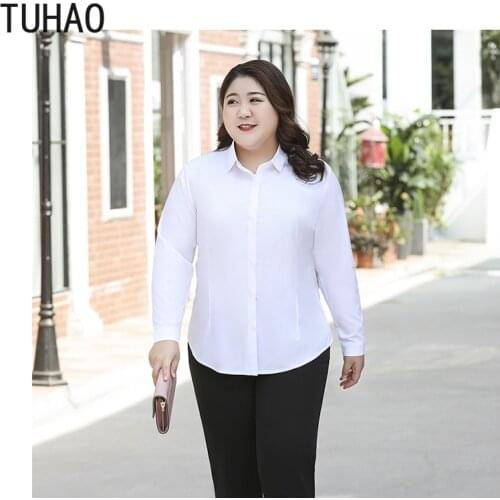 TUHAO Mother Mom Plus Size Blusas 10XL 9XL 8XL 7XL 6XL Women White Shirts Long Sleeve Formal Office Lady Elegant Female Blouses