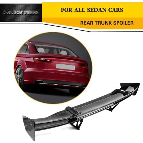 Universal Carbon Fiber Racing Rear Trunk Deck Spoiler Lip Fit For Any Sedan Cars