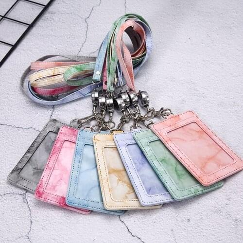 High-grade PU Card Holder Staff Identification Card Neck Strap With Lanyard Badge Neck Strap Bus ID Holders