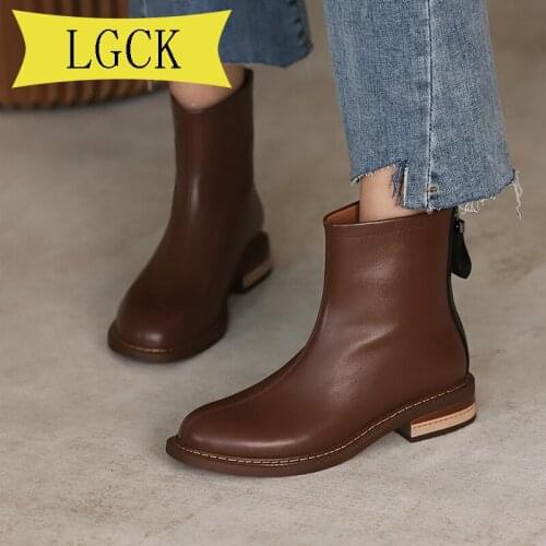 Plus Size 34-41 Ankle Boots for Women Winter Shoes Brand Female Boots Square Heels Zipper Simple Shoes Spring Autumn New Arrival