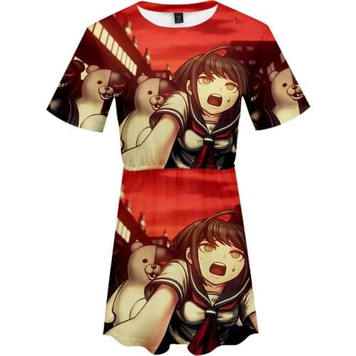2020 Hot New Dangan Ronpa Danganronpa 2 Mono dress girl Women Short Sleeve Summe dress Cosplay Costumes Unisex Harajuku dress