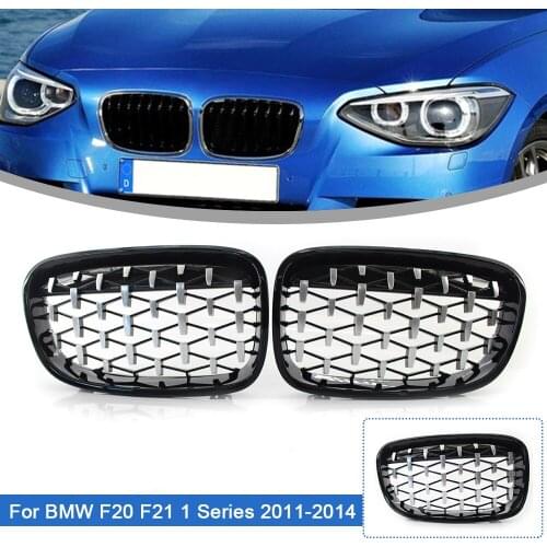 1 Pair Front Bumper Kidney Diamond Meteor Style Grille Replacement Racing Grills For BMW 1 Series F20 F21 2011 2012 2013 2014