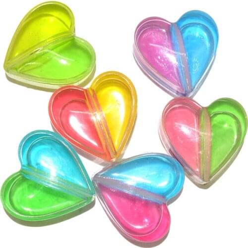 1PCS Mini Cute Heart Crystal Mud Modeling Children Intelligent Plasticine Magic Rainbow Playdough Lizun Slime Kids Toys
