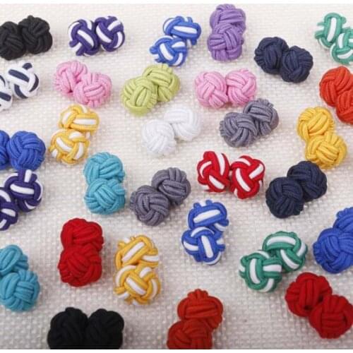100pairs/lot Handmade Silk Knot Cufflink 12 Colors MIXORDER Traditional Knitting Cuff Links Cuff Button DIY Accessory Men&Women
