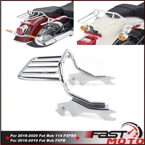 1X Chrome Rear Support Shelf For Harley Fat Bob FXFBS 114 FXFB 107 Two-Up Luggage Bag Rack Motorcycle Accessories # 50300132