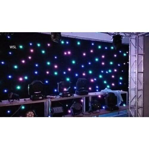 2pcs/Lot Free Shipping RGBW Dj Booth 3*4m DMX Controller LED Star Cloth