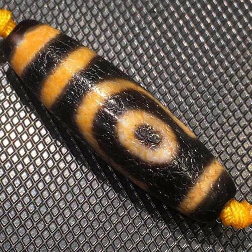 20200702 Weathing vein Natural Agate Old Material 2 Eyes Tibetan Dzi Beads Powerful Amulet Antique Collectible Free Shipping