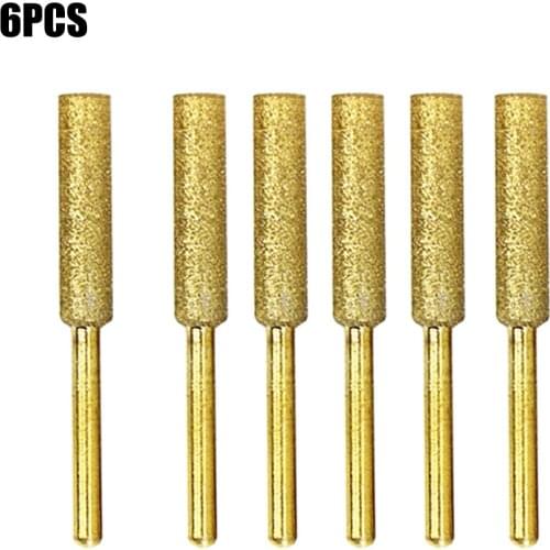 6Pcs Diamond Chainsaw Sharpener 4/4.8/5.5mm Chain Saw Sharpening Grindstone Electric Grinder Drill Grinding Abrasive Tools