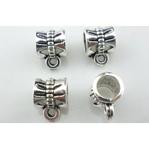 80pcs Tibetan Silver Charms Bails Spacer Beads Connectors Pendants 7x7x9.5mm Jewelry Findings