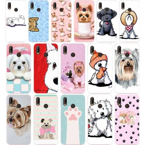 80AA yorkshire terrier dog puppy Silicone TPU Protective Cover Phone Case On For Huawei P20 30 Pro Lite Case Soft
