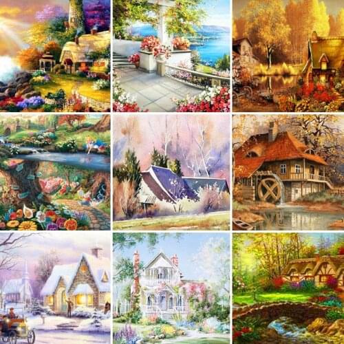30x40x50x60x70 diamond painting 5D Full Diamond Landscape Snow Housee mosaic Cross Stitch DIY home Decoration Christmas Gift