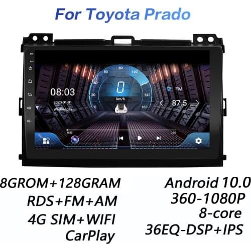 4G+64G DSP 2 din Android 9.0 4G NET Car Radio Multimedia Video Player for Toyota Land Cruiser Prado 120 2004 - 2009 carplay WiFi