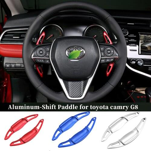 Car-styling 2pcs Aluminum Alloy Steering Wheel DSG Shift Paddle Extension for toyota camry Hybrid G8 XV70 2018 2019 2020 2021