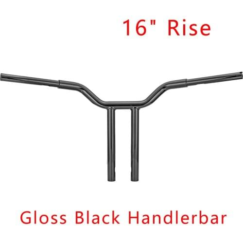 For 1996-2020 Harley-Davidson Dyna Softail Sportster Model Gloss Black 16" Rise Motorcycle Handlebar