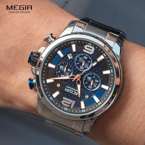 EMGIR 2020 Fashion Stainless Steel Mens Watches Top Brand Luxury Business Luminous Chronograph Quartz Watch Relogio Masculino