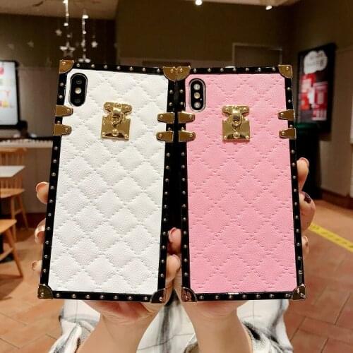 Samsung Galaxy A50 Luxury Lambskin PU Leather Phone Case for A10s A20s A30s A40 A60 A70 A10e M10 M20 M30s M40 M60s Square Cover