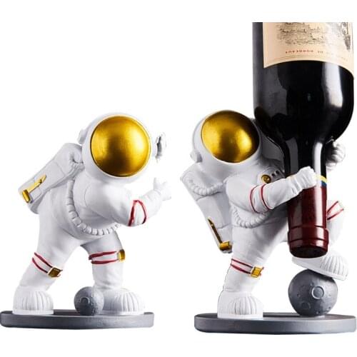 Resin Wine Bottle Holder Astronaut Shape Tabletop Wine Rack for House Office