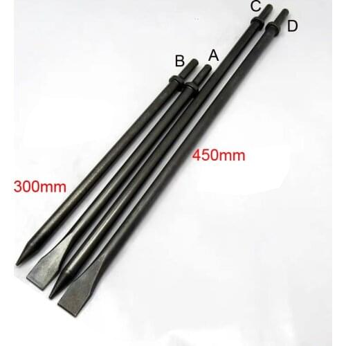 350mm 450mm 14" 17" Inch Long Air Pneumatic Hammer Chisel Round Collar Flat Chisels Point Chisels Concrete Tile Chisel Scraper
