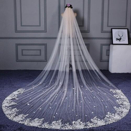 Jiayigong Cathedral Veil Tulle Wedding Veils White Ivory Champagne Bridal Veil for Bride for Marriage