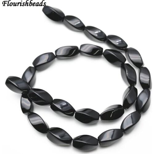 Smooth Natural Pure Black Onyx Agate Stone Twist Tube Loose Beads 6x12mm 8x12mm 8x16mm 10x14mm 10x20mm