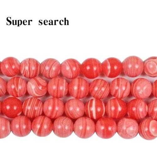 Artificial Stone Rhodochrosite Beads Smooth Round Loose Beads Gem Stone 15''Inch 8mm For Jewelry Making DIY Bracelet Necklace